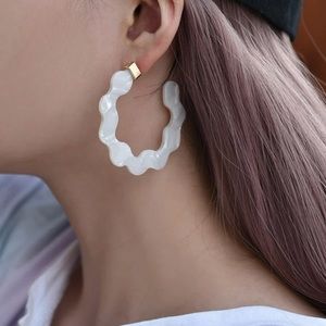 White Wavy Hoops